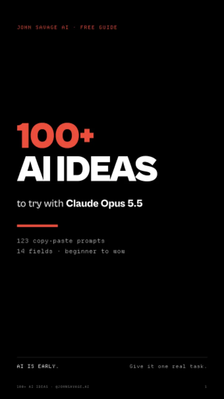 First page of the guide: 100+ AI Ideas for Claude Opus 5.5