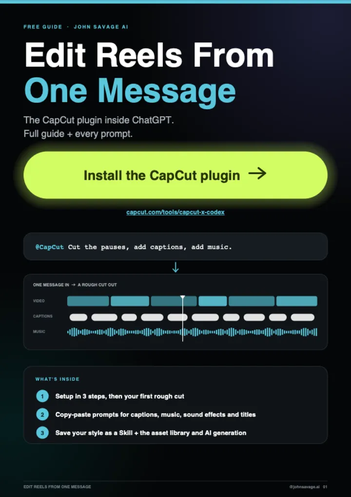First page of the guide: Edit Reels From One Message with CapCut