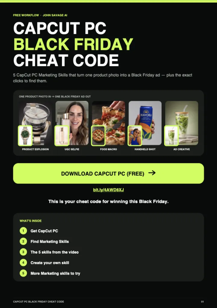 First page of the guide: CapCut PC Black Friday Ad Skills