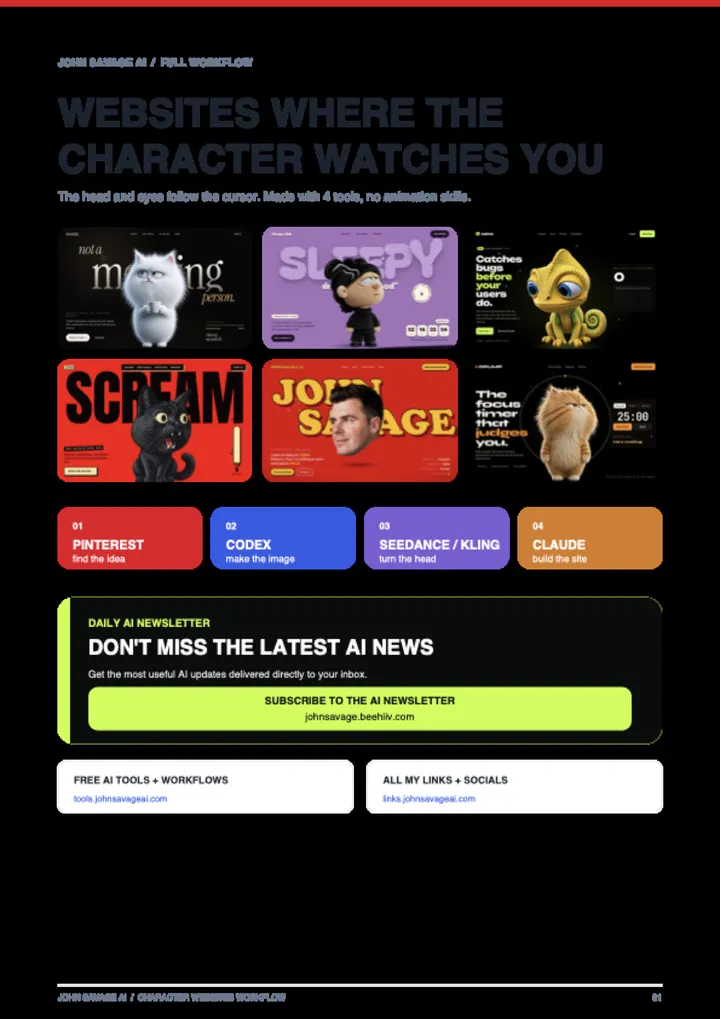 First page of the guide: Build a Cursor-Following Character Website