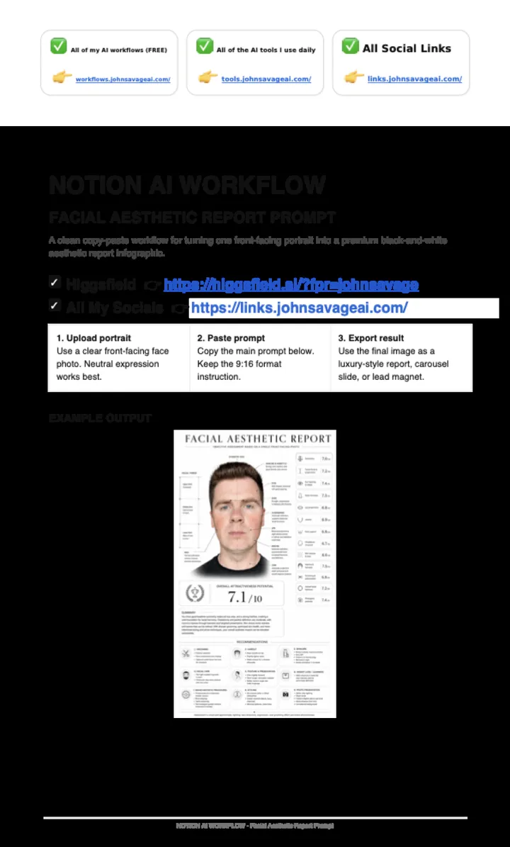 First page of the guide: Facial Rating ChatGPT Workflow