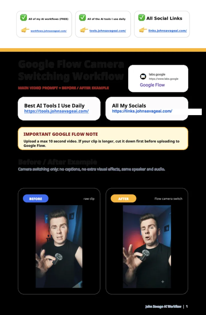 First page of the guide: Google Flow Camera Switching
