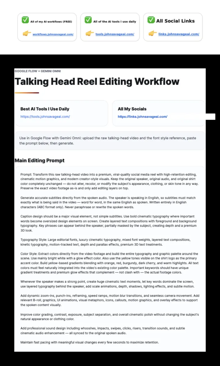 First page of the guide: Google Omni Editing Workflow
