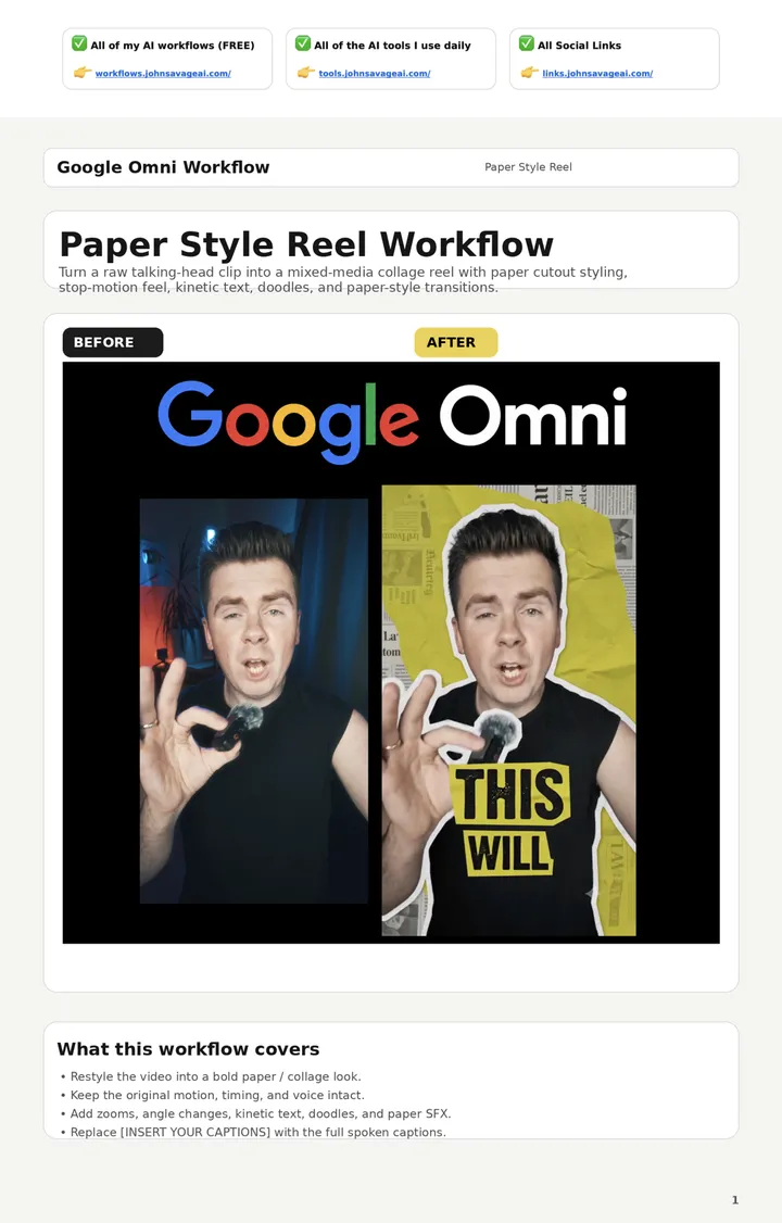 First page of the guide: Google Omni Paper Style Workflow
