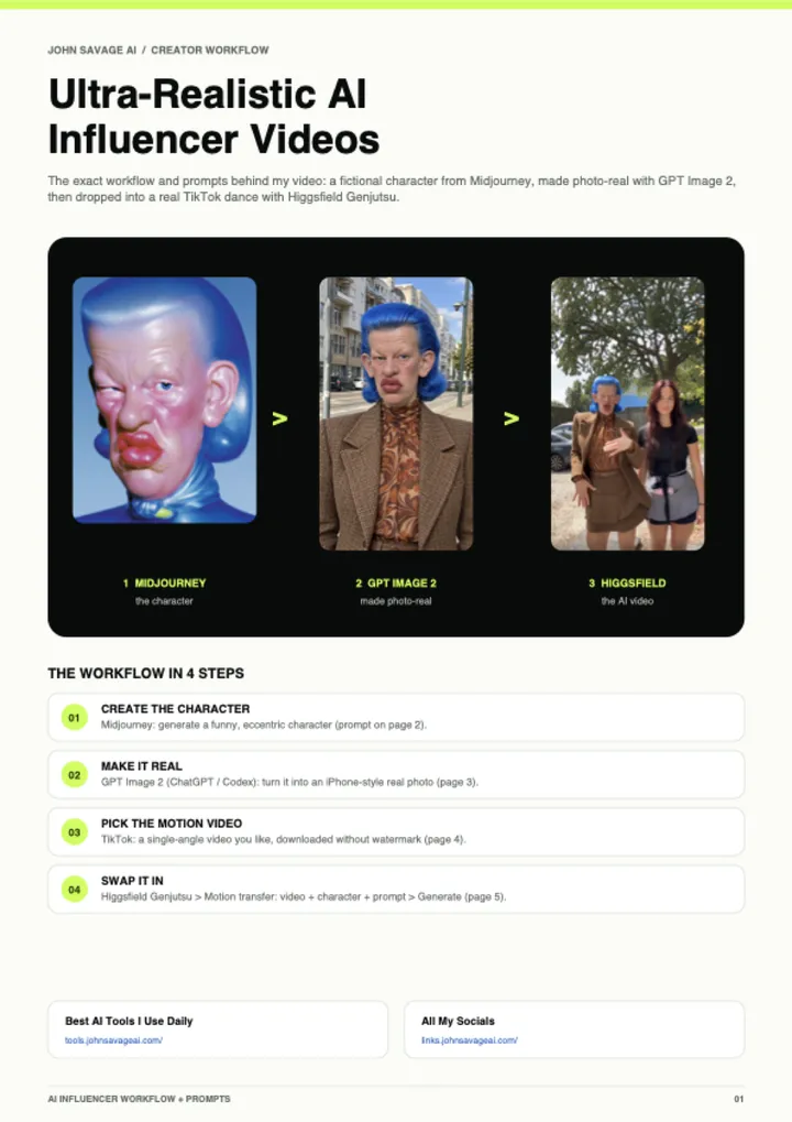 First page of the guide: Ultra-Realistic AI Influencer Videos