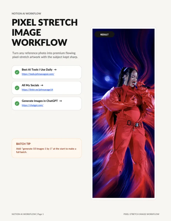 First page of the guide: Pixel Stretch Image Workflow