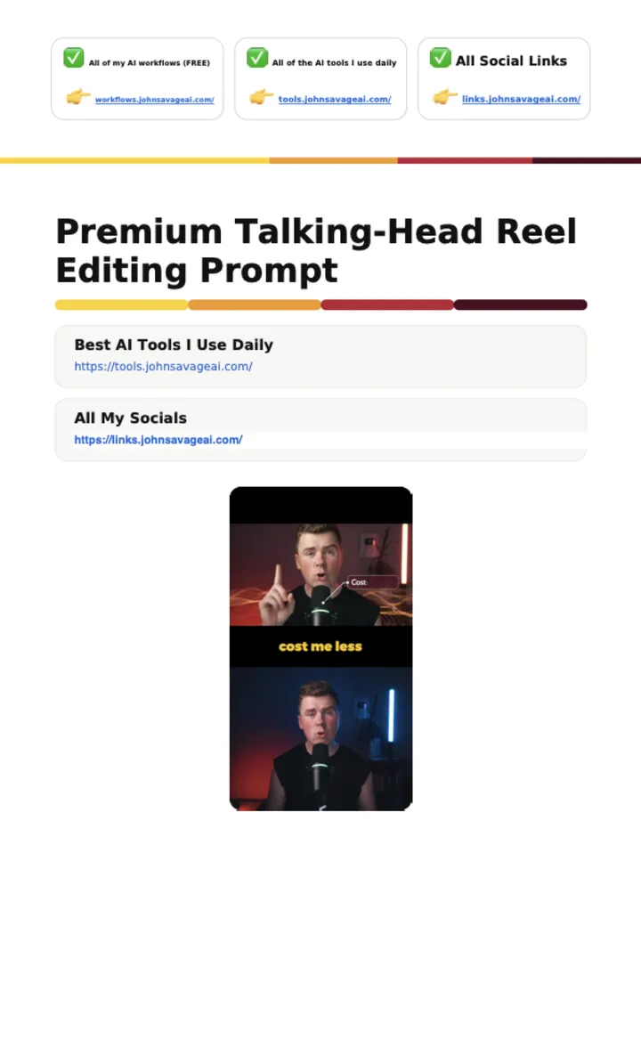 First page of the guide: Premium Talking-Head Reel Editing